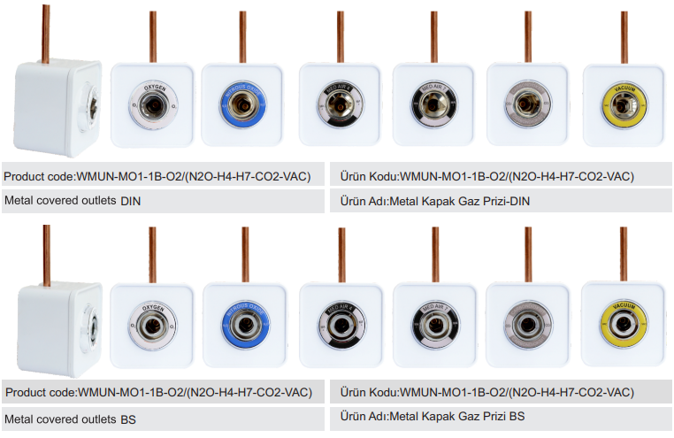 MEDICAL GAS OUTLETS WITH PLASTIC BOX FLUSH MOUNTED TYPE - DIN / BS